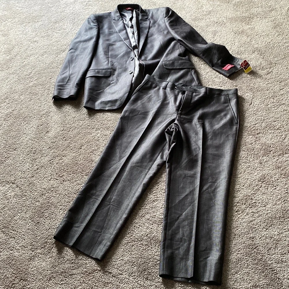 Lido Italia Slim Fit Suit Gray 2-Piece Suit Jacket 42R Pants 36R